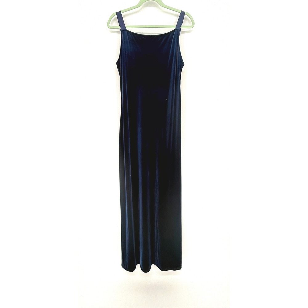 Plaza South Vintage Navy-Blue Velvet Square Neck Maxi Dress Size‎ 14 - Picture 2 of 13